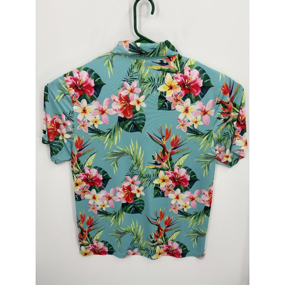 Bad Birdie Polo Shirt Men's XL Bright Floral Abstract Golf Performance Stretch - Picture 6 of 7